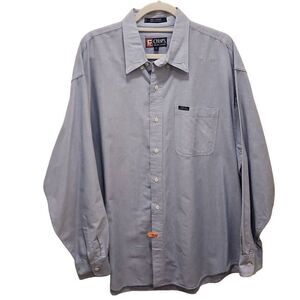 Chaps Ralph Lauren Men's Blue Cotton Long Sleeve Button Down Shirt Size XL‎